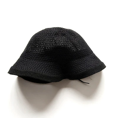 Корейская однотонная вязаная шляпа-ведро женская летняя Солнцезащитная шляпа на открытом воздухе повседневная Кепка s дышащая купольная Кепка Для Взрослых Складная 56-58 см - Цвет: Black