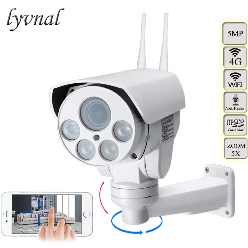 4G 3G SIM Card Camera Wifi Outdoor PTZ H.265 5mp Bullet Camera Wireless