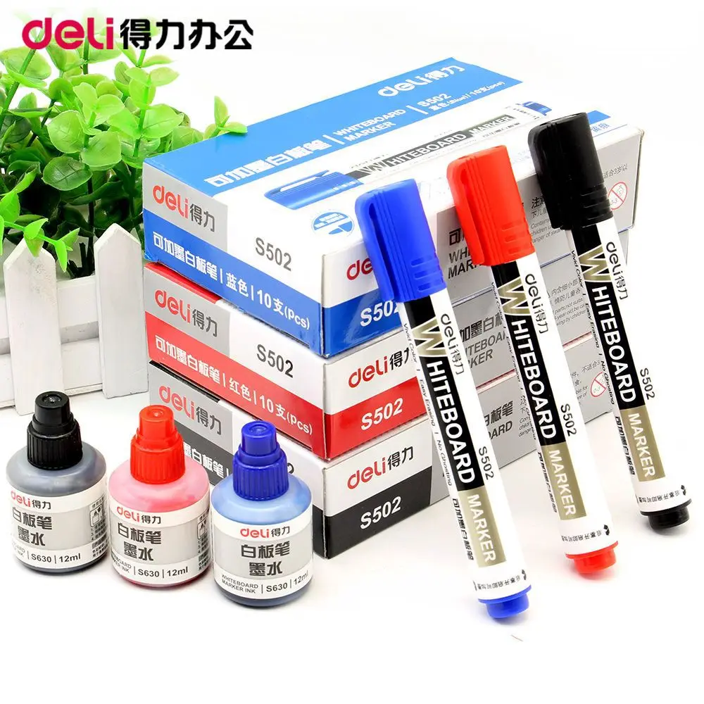 Deli 12 мл Черный Синий Канцтовары маркеры для ручек чернила заправки|pen ink refill|pen inkpen