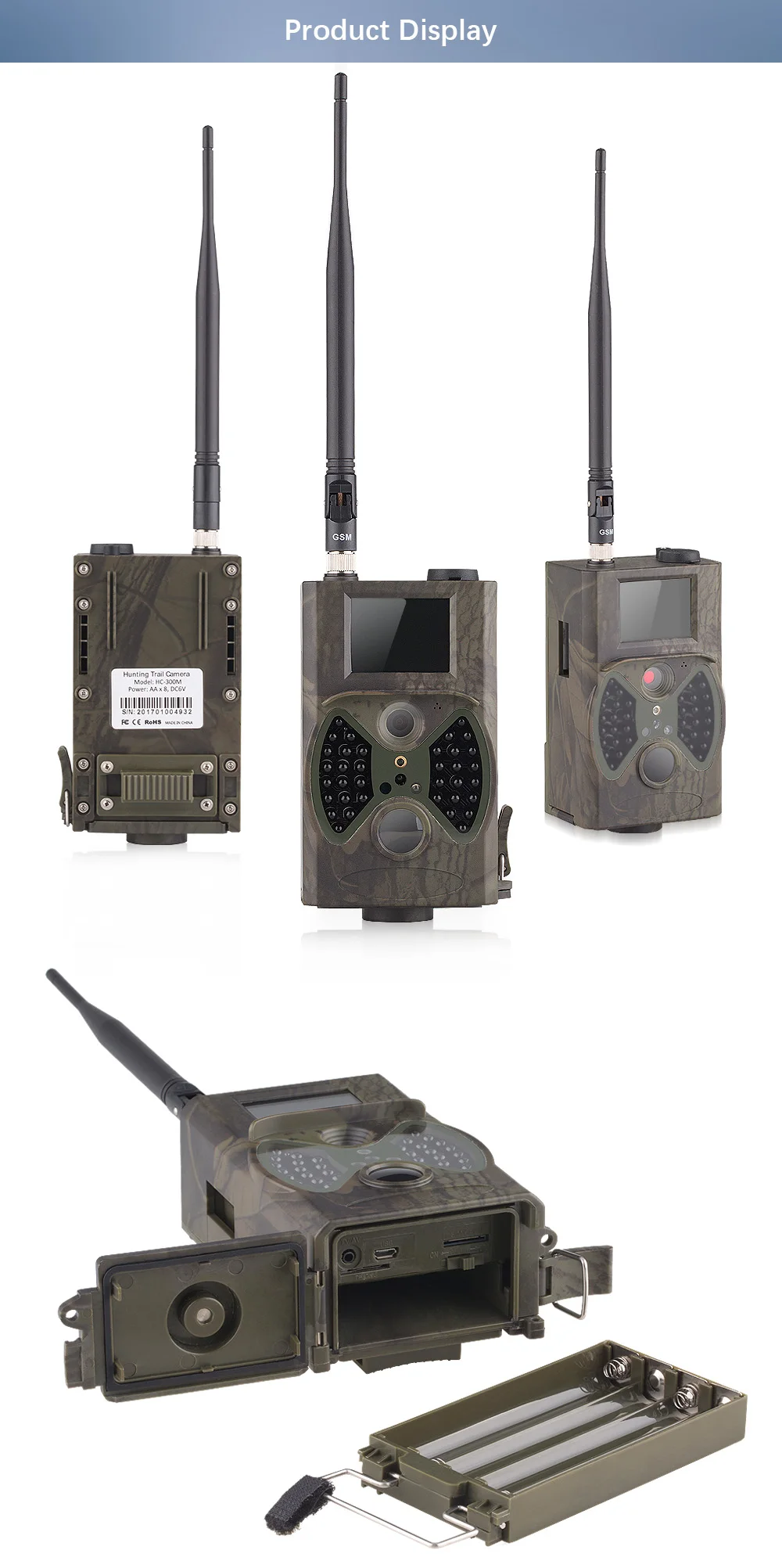 Wildlife Digital Hunting Camera 12mp 940NM HC300M Trail Camera Traps HD GPRS MMS IR Infrared Animal Hunt SMS MMS Trail Camera (9)