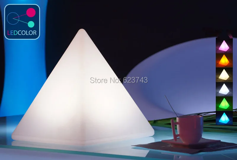 

Free shipping Remote control colorful modern minimalist LED pyramid light of decoration led night lamp for Christmas gifts