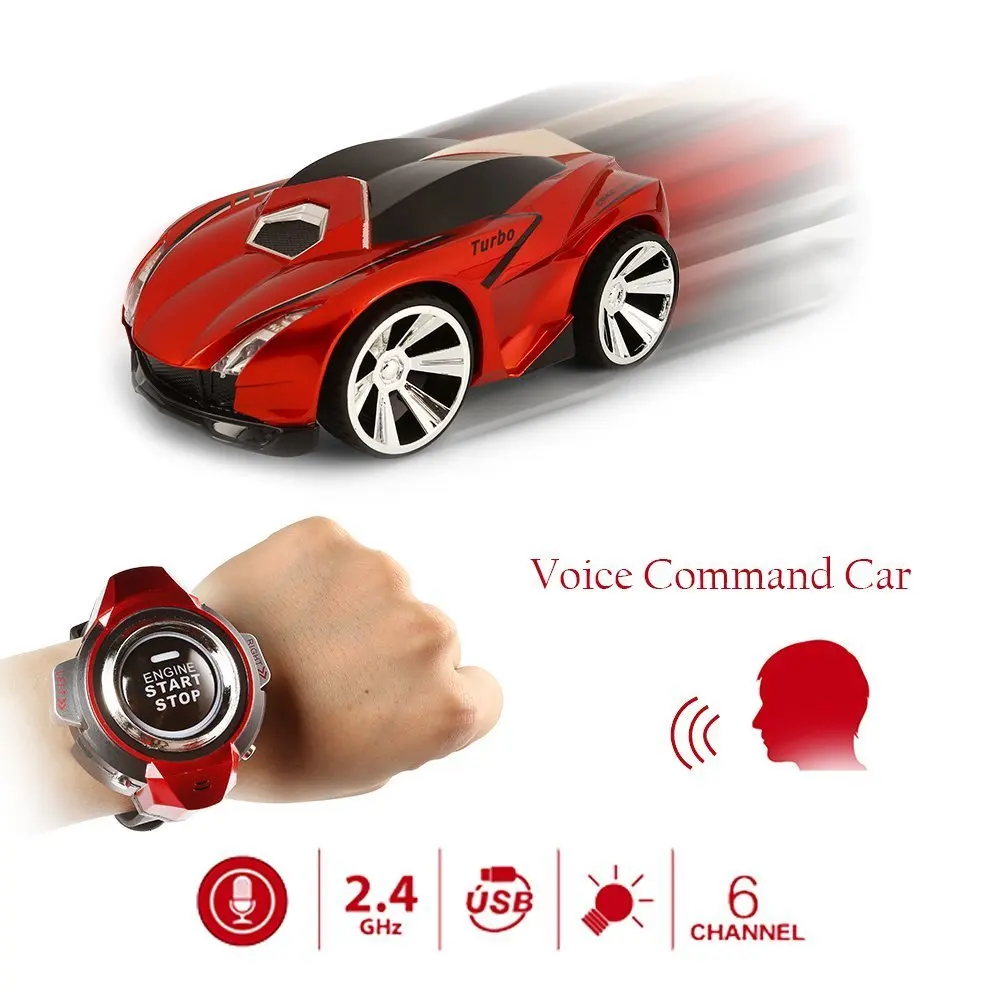 Голосовая команда автомобиль перезаряжаемый Радиоуправление Смарт-часы Креативный голосовой активированный Радиоуправляемый автомобиль, ослепительные фары и крутые тормоза