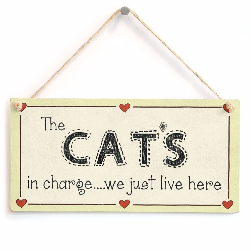 Meijiafei The Cat's in charge we just live here - Crazy Cat Lover Sign 10&quotx5&quot | Дом и сад