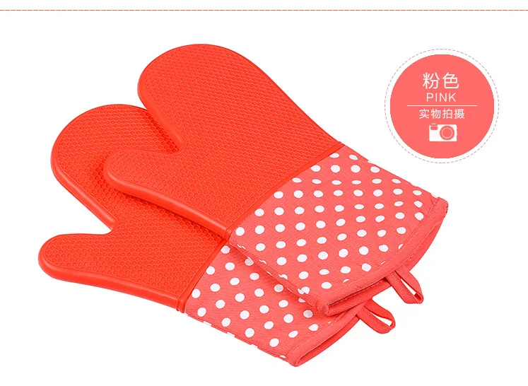 Hwint силиконовые перчатки для барбекю кухня силиконовая перчатка для микроволновки силиконовые для гриля доспехи печи перчатки Экстремальная температура 300 - Цвет: Pink