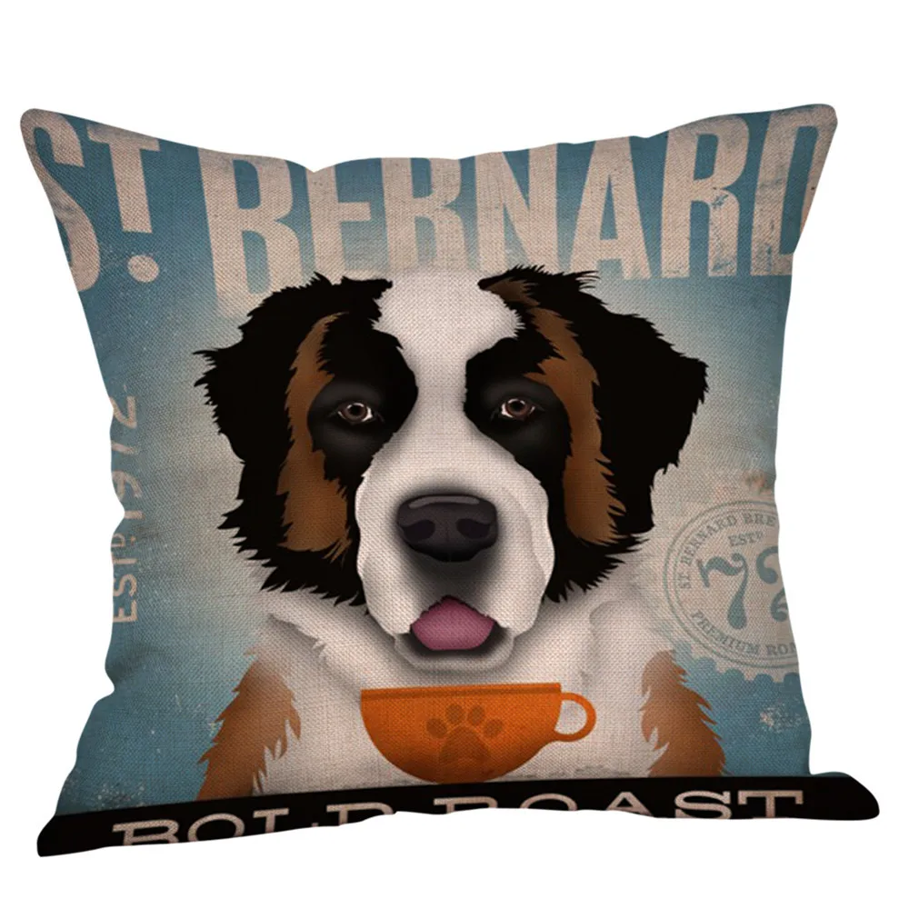 Cute Dogs Print pillow Cover Home Decorative pillow Case Throw Pillow Cover Linen pillow for home Decorative Pillows