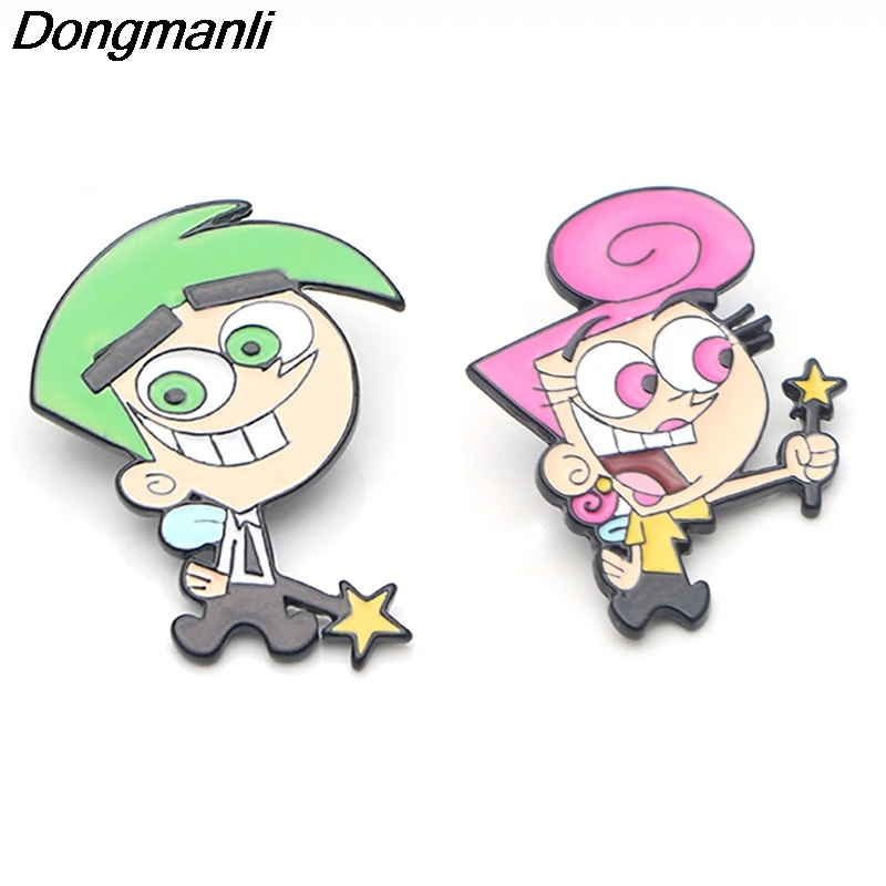 

P3836 Wholesale 20pcs/lot The Fairly OddParents Metal Enamel Brooches and Pins Collection Lapel Pin Badge Collar Jewelry