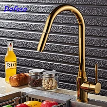 Dofaso Luxury bath sink faucet Gold Kitchen Faucet Pull Out Tap Sprayer Swivel cold and hot water tap pull down faucets uythner gold polish swivel spout kitchen sink faucet pull down sprayer fashion design bathroom kitchen hot