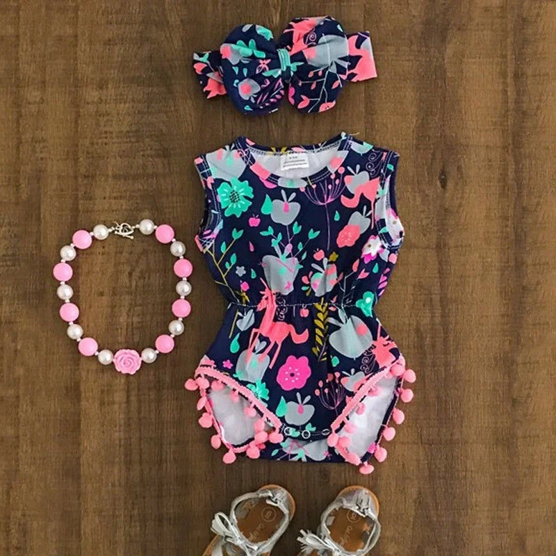 

Newborn Baby Boy Girl Unicorn Flower Romper Bodysuit Jumpsuit Outfit Clothes 0-18M