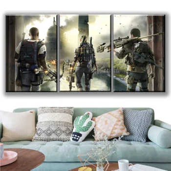 

3 Piece Tom Clancy's The Division 2 Game Poster HD Pictures Canvas Art Wall Modern Printing Paintings Pictures for Home Decor