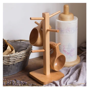 

RSCHEF olid Wood Kitchen Shelves Elm Cup Holder Drain Cup Holder Six-Claw Mug Stand Kitchen Storage Rack