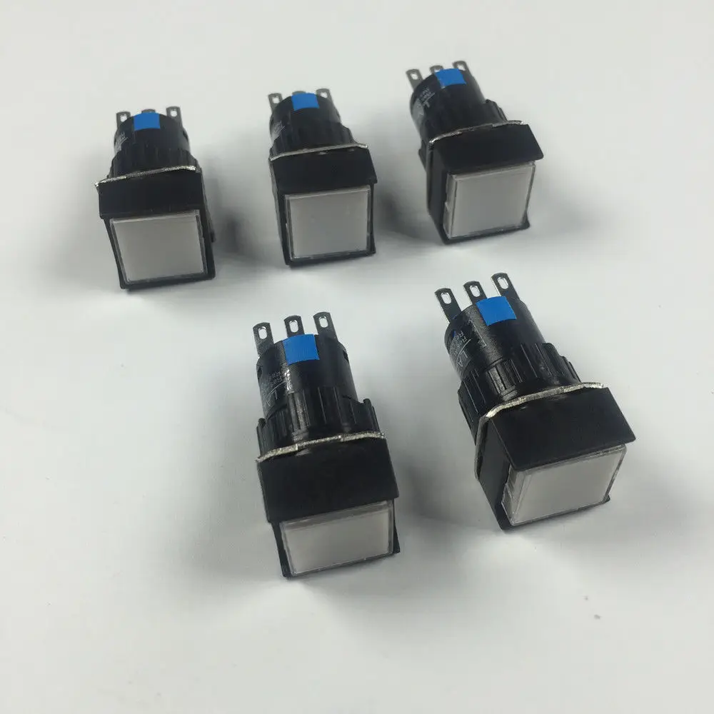 

5pcs 3 Pins Self-resetting Indicator Light Lamp Square Type