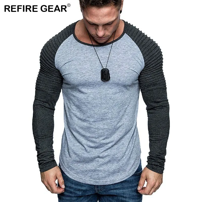 Refire gear, Весенняя уличная футболка для бега, Мужская футболка с круглым вырезом и длинным рукавом, футболки для альпинизма, туризма, охоты, спорта, облегающая уличная одежда