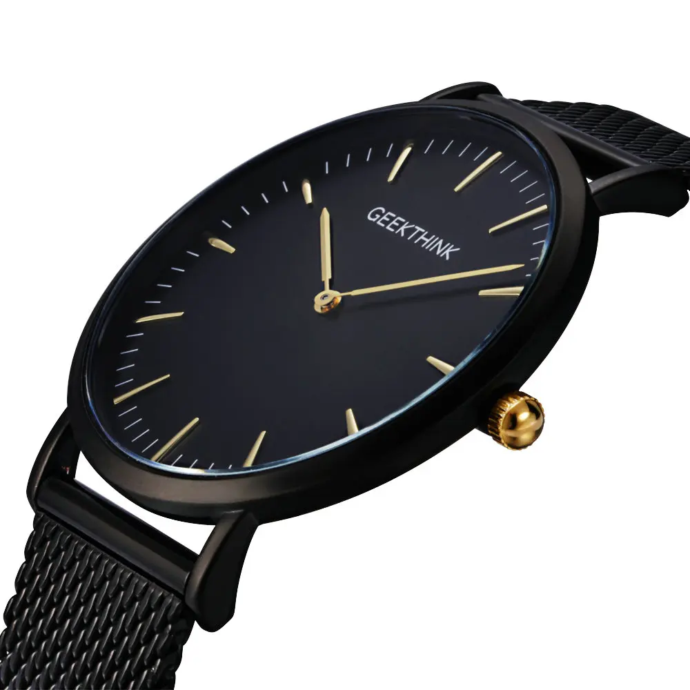 GEEKTHINK Топ люксовый бренд кварцевые часы для мужчин полный нержавеющая сталь классический Milimalist дизайнер Wrsitwatch деревянный циферблат часы для мужчин - Цвет: BBG