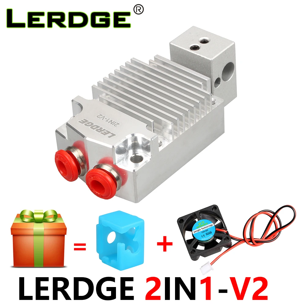 LERDGE 2IN1-V2 Hontend 2 فوهة اللون التبديل Hotend Diy كيت 3D طابعة أجزاء مزدوجة اللون رأس الطباعة الطارد 0.4/ 1.75 مللي متر هدية