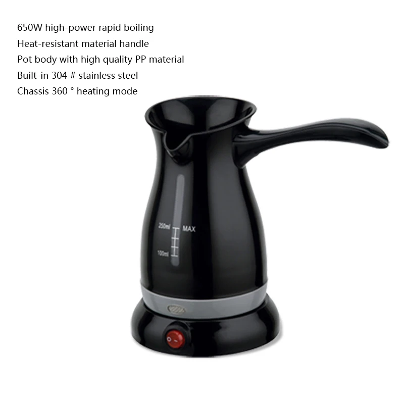 

KETUO 250ML/650W Turkey Electric Coffee Maker 360 Degree Rotate Coffee Tea Pots Kettle Home Kitchen Cooking Heating Tool Machine