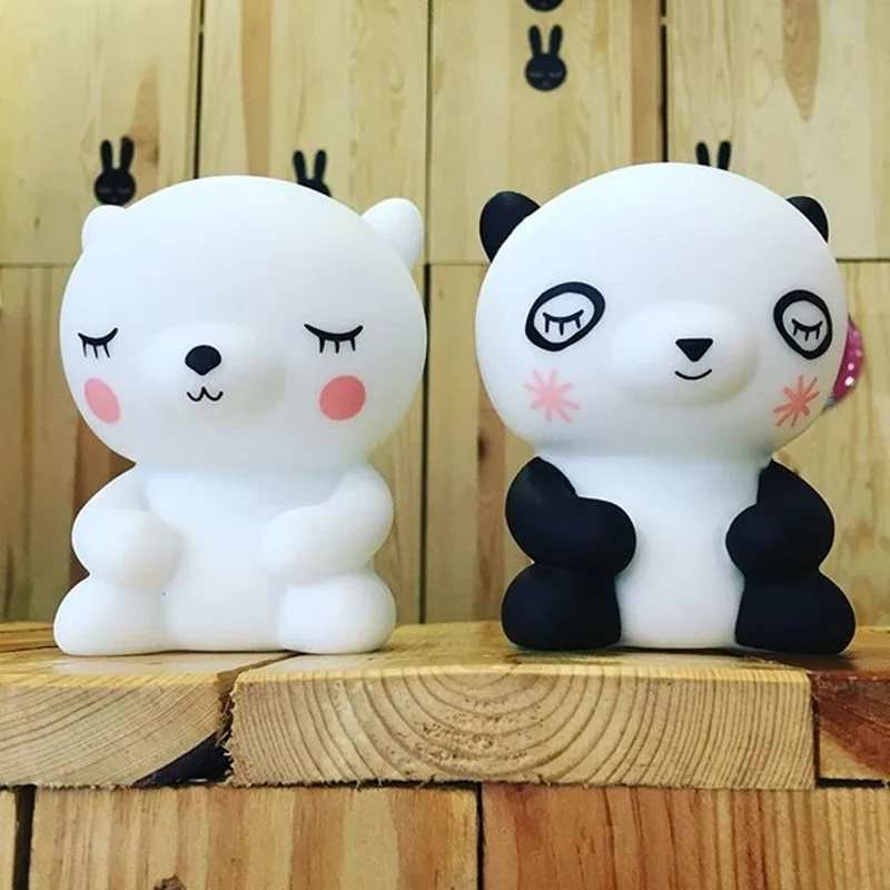Lovely LED Panda Night Lights Soft Light Black White Baby Pillow Bedroom  Feeding Bedside Lamp Holiday Decor Lighting (6)