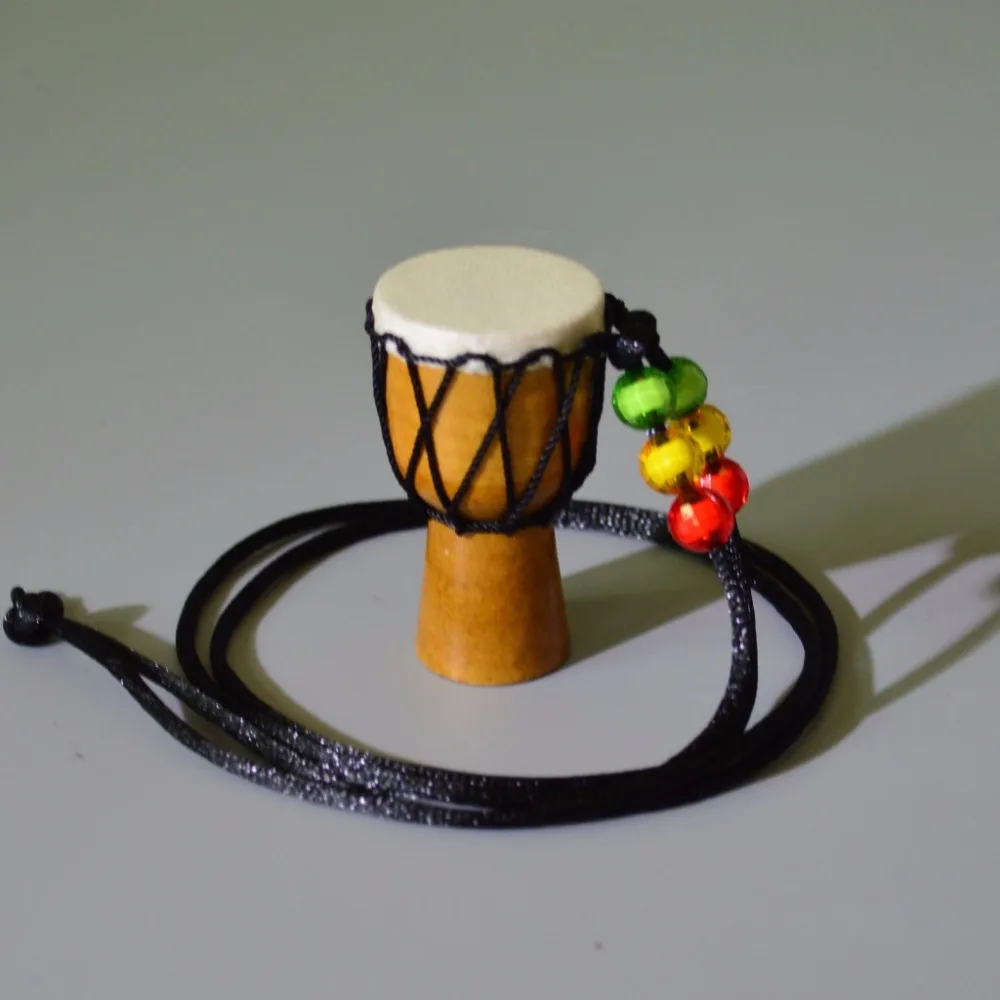 African Drum Beads Pendant Necklace Classic Mini Tambourine Children