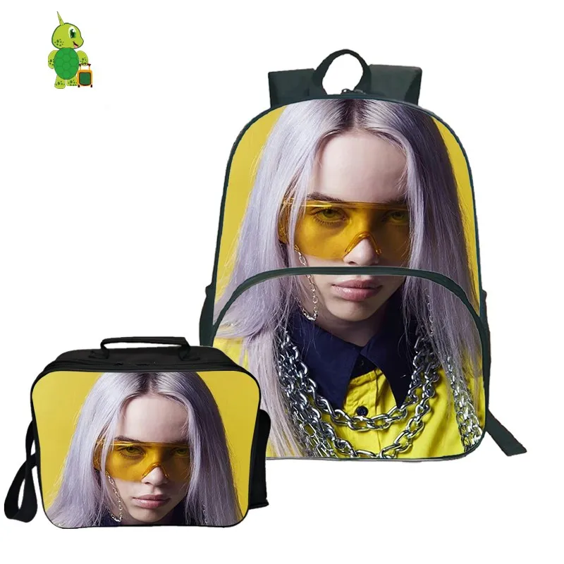 1 16 дюймов Billie Eilish рюкзак сумка Для женщин ноутбука Рюкзаки для подростков мальчиков и девочек обувь с сумкой - Цвет: 1