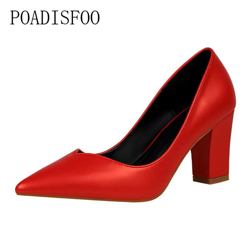 

POADISFOO 2018 women pumps Fashion Simple And Comfortable With high-heeled Shallow Pointed Pointed Hollow Shoes .PSDS-1069-5