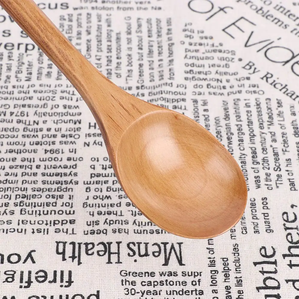 Деревянные ложки большой длинной ручкой ложка дети Ложка деревянная десертная ложка для риса, супа кофе чай смешивания посуда