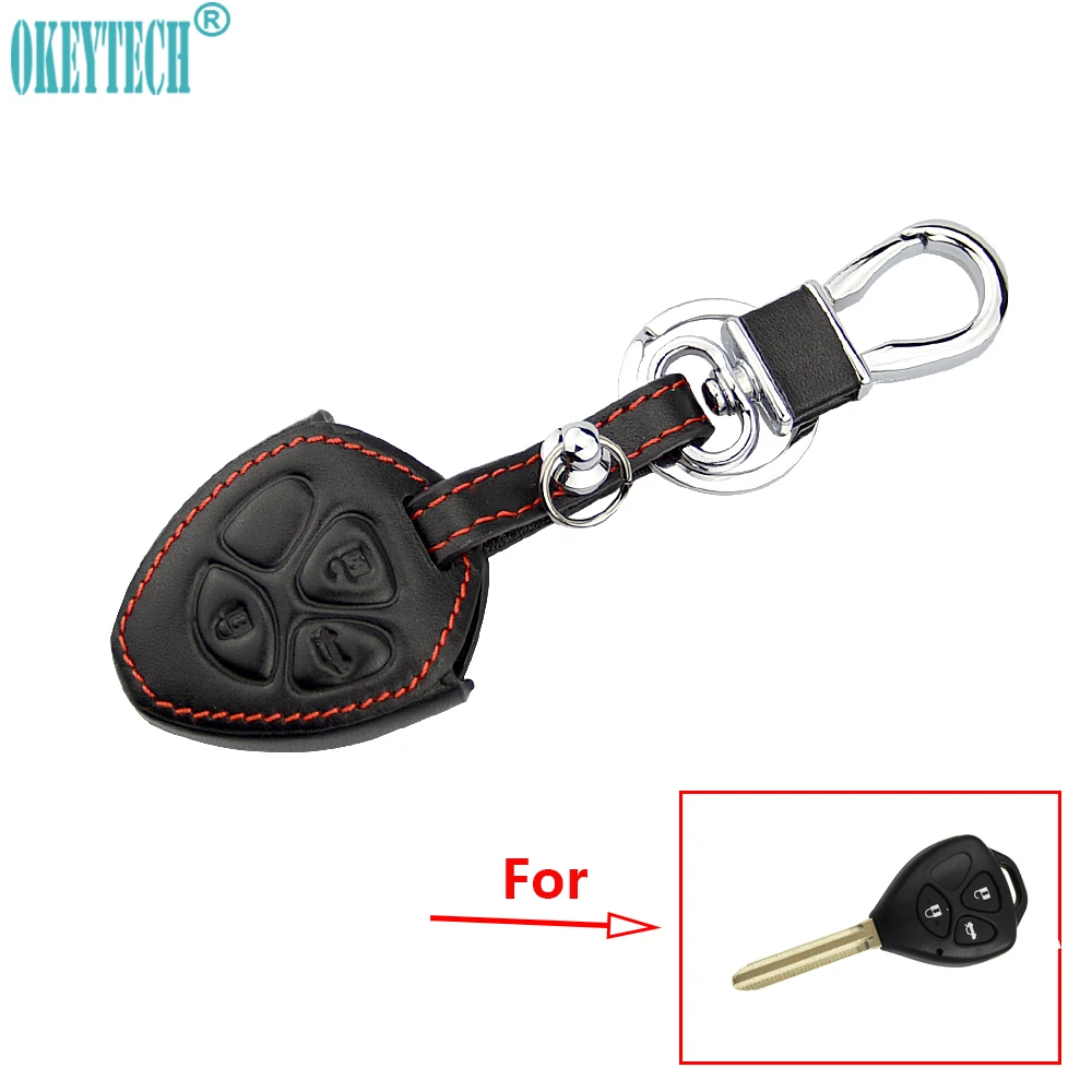 OkeyTeach Car Genuine Leather Bag Remote Control Car Keychain Key Cover