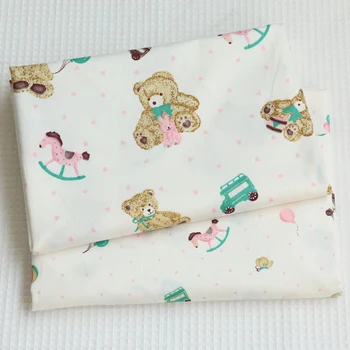 

100x160cm Cartoon Green Pattern Beer Print Cotton Fabric for Sew Bedding Cloth Fabric Cotton Fabric Patchwork Kid Tissu Tilda