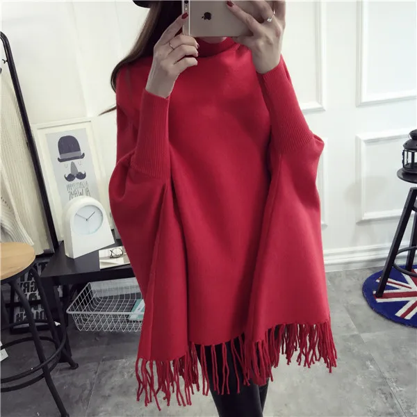 Зимний вязаный свитер для беременных женщин, осенне-зимний вязаный свитер с высоким воротом для беременных, H424 - Цвет: Красный