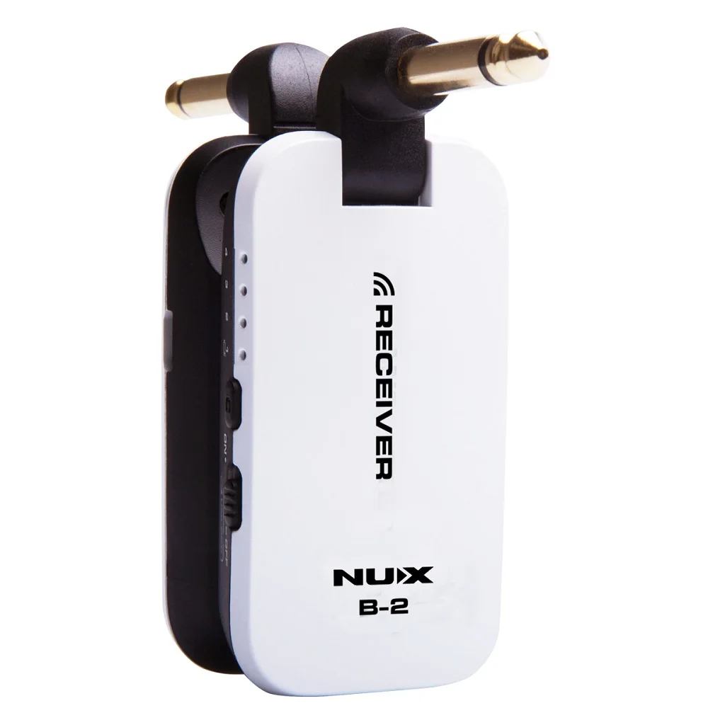 NUX B2 Гитара Беспроводная система 2,4 ГГц перезаряжаемая 4 Канала Беспроводная гитара аудио передатчик приемник встроенный литиевый аккумулятор - Цвет: Белый