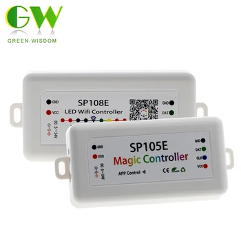 

SP105E SP108E Magic Controller Bluetooth 4.0 DC5-24V 2048 Pixels for WS2811 2812 2801 6803 IC LED Strip Support IOS/Android APP