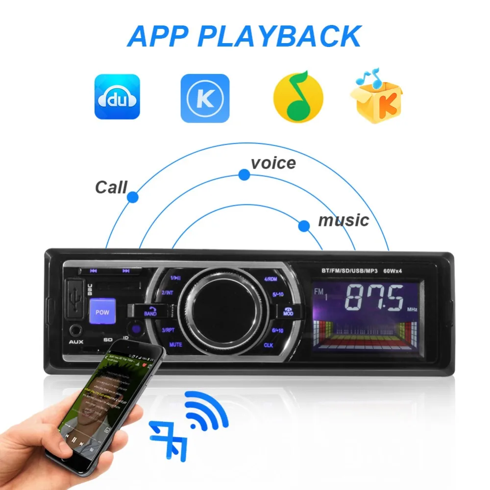 12/24V автомобиль радио Bluetooth 1 din автомобильный стерео плеер телефон AUX-IN MP3 FM/USB/Радио пульт дистанционного управления controlCar MP3 плеер
