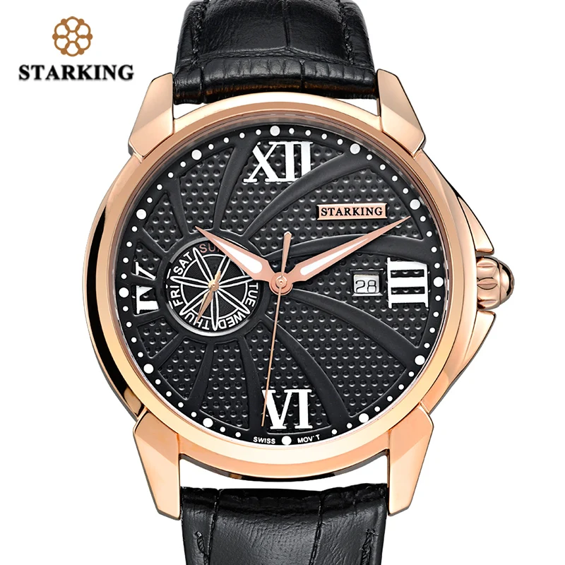 STARKING часы мужские модные часы черные роскошные Стальные кварцевые часы сапфировое стекло Мужские Спортивные Наручные Часы Relogio Masculino