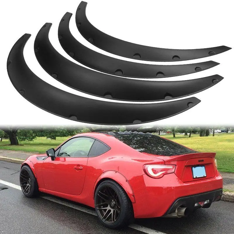 

4 Pcs JDM Universal Fender Flares Car Body Kit Wheel Eyebrow Flexible Durable Polyurethane Black