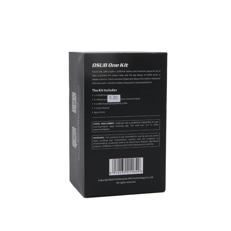 Оригинальный Smok OSUB One All in Kit 50 Вт Osub one Box MOD с батареей 2200 мАч и 2 мл танк электронная