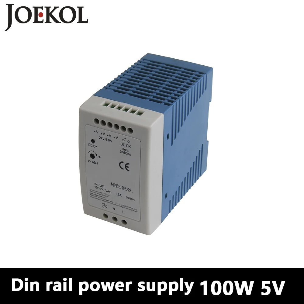 

MDR-100 Din Rail Power Supply 100W 5V 20A,Switching Power Supply AC 110v/220v Transformer To DC 5v,watt power supply