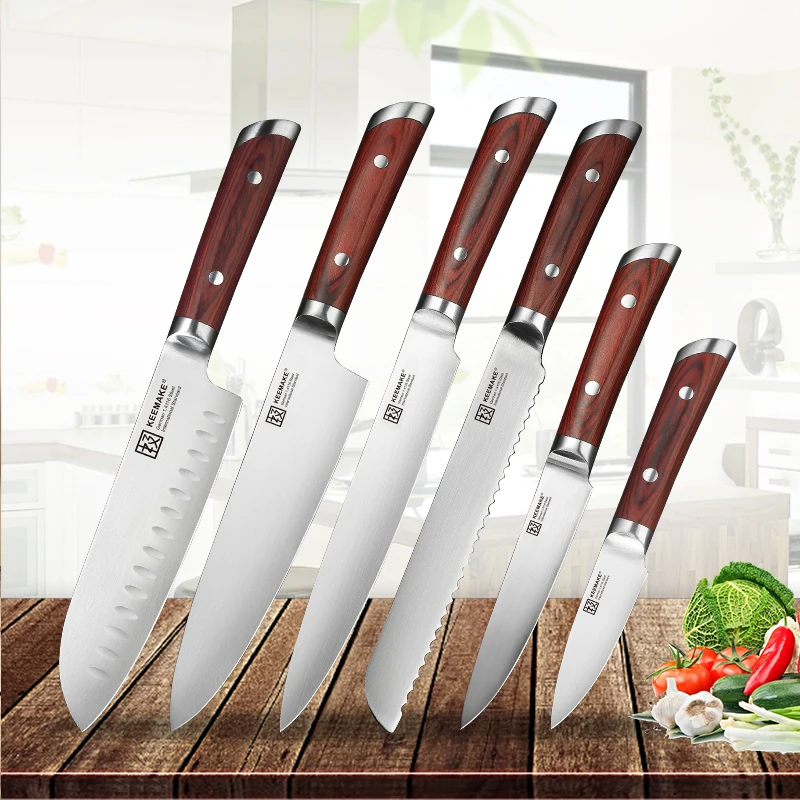 SUNNECKO Профессиональный Santoku универсальный нож для очистки овощей шеф-повара немецкий 1,4116 стальной нож с лезвием цветной деревянной ручкой набор кухонных ножей