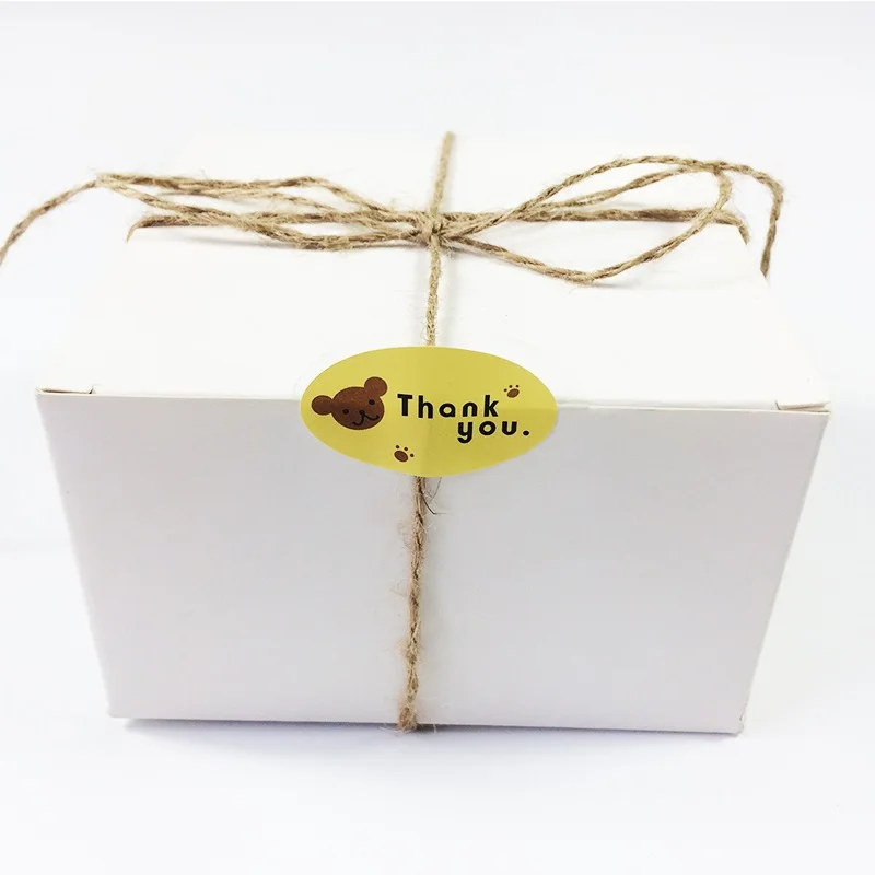 Oval Labels /'Thank you/' Bear Animal Gift Food Craft Stickers Seals