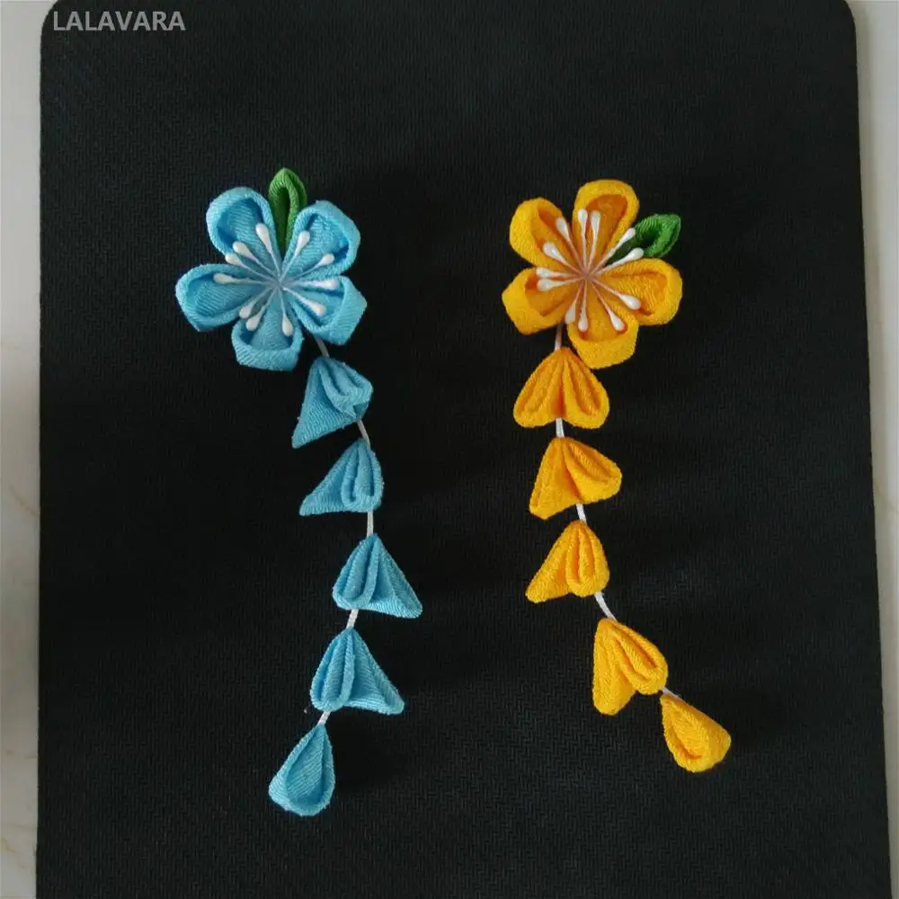 

LALAVARA 20pcs sakura hair pins for women and girls Japanese traditional kanzashi blooms