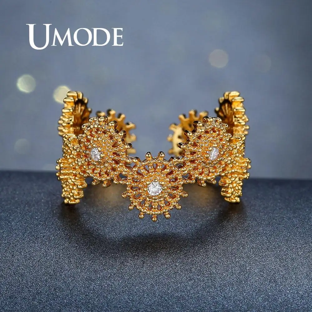 

UMODE Hollow Round Design Open Rings for Women Flower Rings Femme Party Fashion Trendy Jewelry Girls Gifts Accessories UR0387A