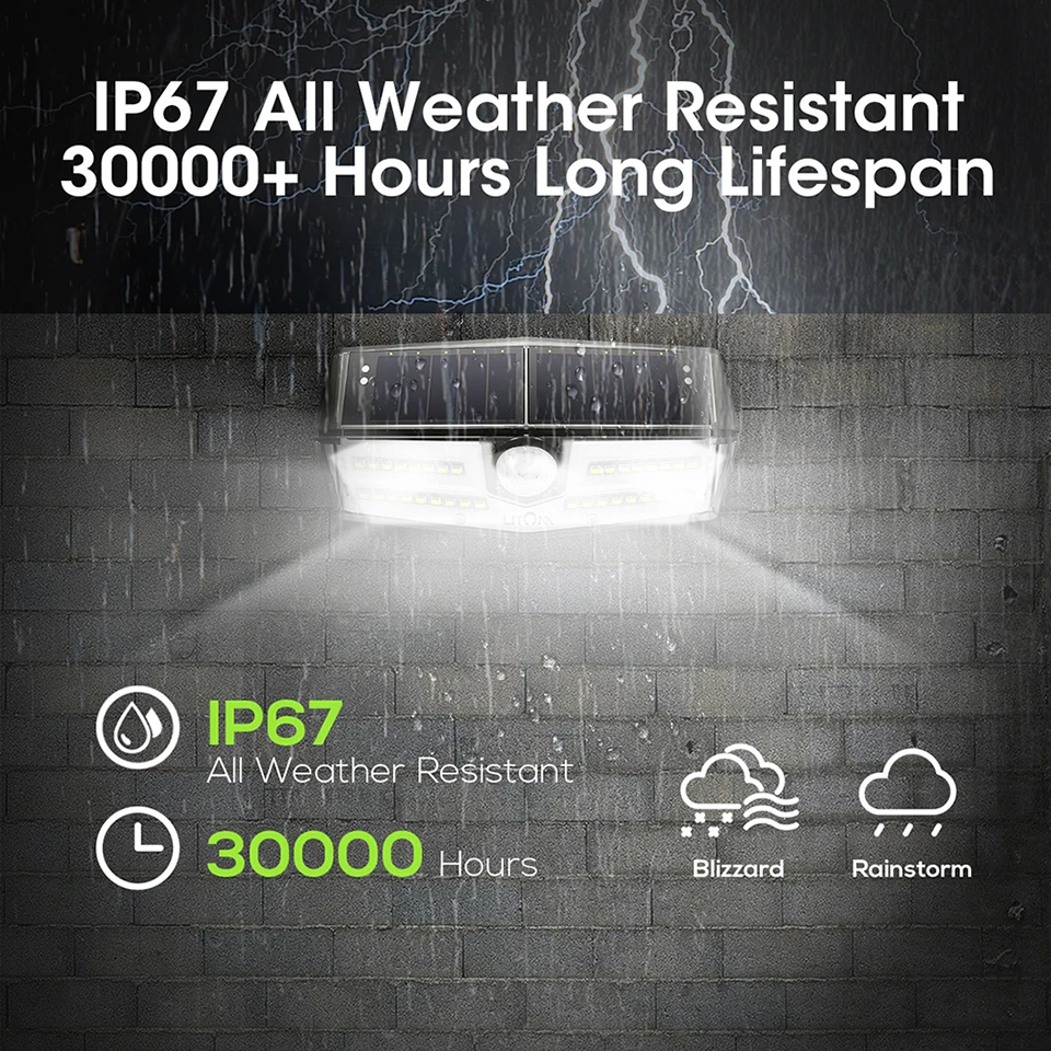 Litom CD180 Outdoor Motion Sensor Light 40 LED IP66 Waterproof Lamps (2)