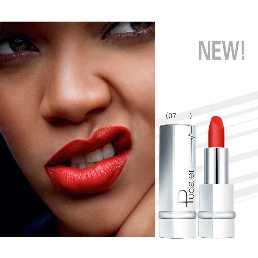 

18 colors Waterproof Lipstick Barra de labios Matte Sexy Nonstick Cup Vitamin E Moisturizing Lipstick Cosmetic Batom #