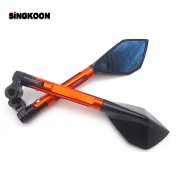 

8 10mm universal cnc motorcycle mirrors Blue Lens Rearview Side Mirror FOR harley softail fat boy Honda cbr125r vt750 ktm 640