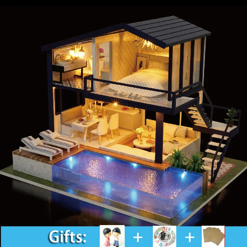 Buy Diy Miniature DollHouse Kit Large Wooden Home