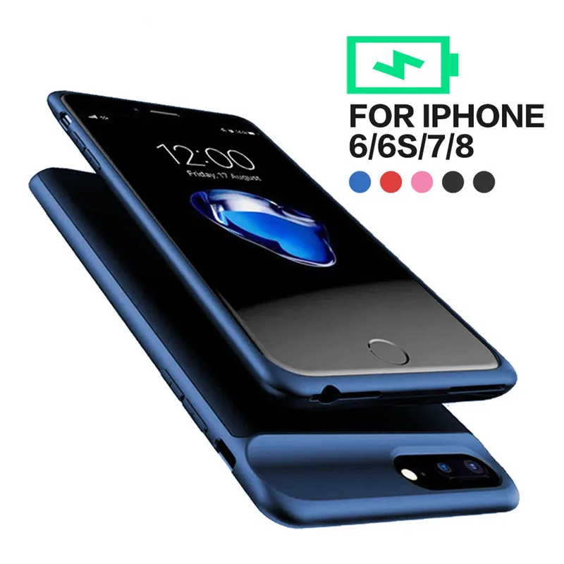 

Power Bank Charger Case For Apple iPhone 6/6S/7/8 4.7 inch Back Clip Battery Case Cover + PC 2500/5000 mah Charging Cases