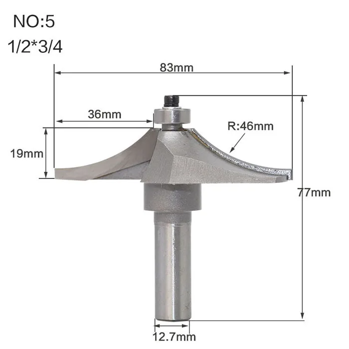 1 шт. 1/" хвостовик Prrofessional ранга деревообрабатывающий инструмент фреза для дерева, карбида вольфрама фреза Арден стол край фреза - Длина режущей кромки: NO 5
