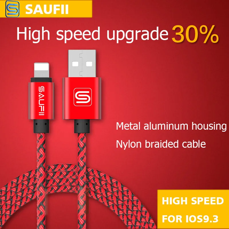 Saufii USB Cable for iPhone 7 6 5 5s Cable 1/2/3M Charging USB Cable Data Sync for IOS 8 9 10 for IPad Mini Mobile Phone Cables