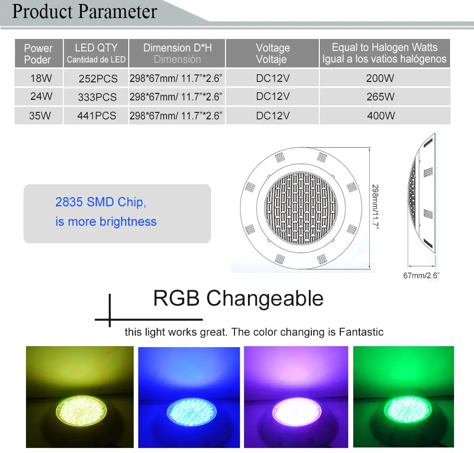 HOTOOK подводный светильник Wifi светодиодный светильник для бассейна IP68 35 Вт RGB на мобильном управлении с трансформатором комплект для бассейна