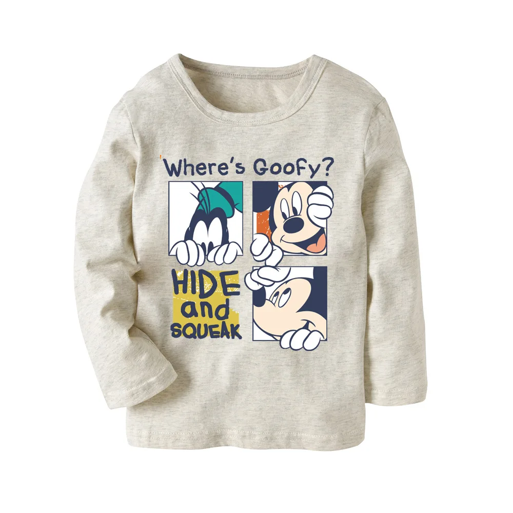 Новая детская одежда для малышей блузка с длинными рукавами и рисунком Микки для маленьких девочек футболки повседневные топы, футболки, детская одежда
