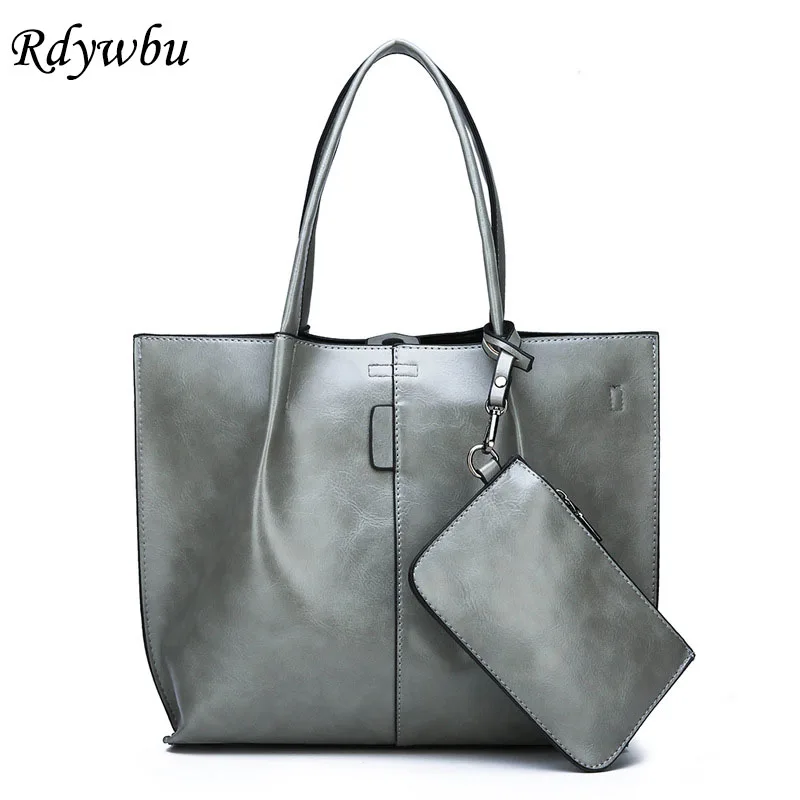 

Rdywbu Large Capacity Fashion Tote Handbag Women Luxury Solid PU Leather Shoulder Bag Girls New Crossbody Sac Bolsos Mujer B329