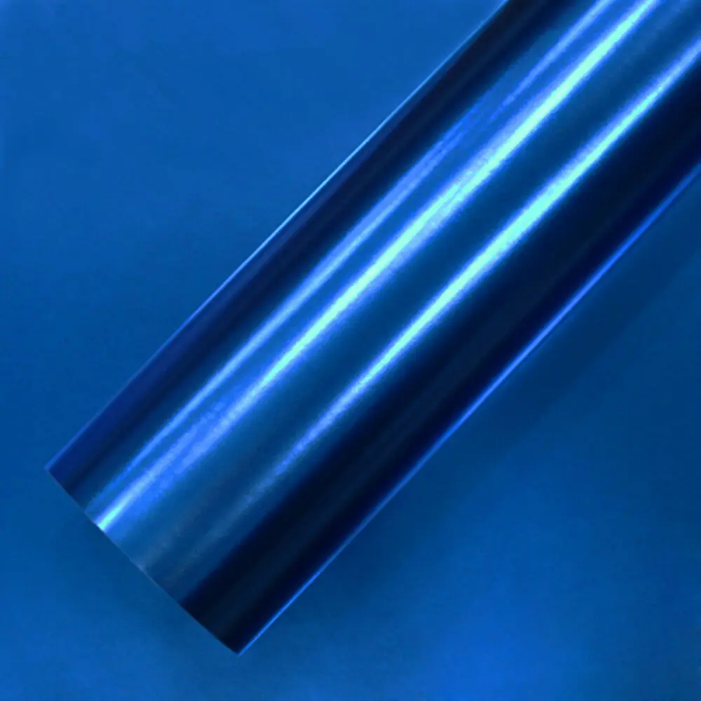 

21cmx30cm Blue Satin Chrome Vinyl Wrap Car Wrap Film For Vehicle styling With Air Rlease / matt chrome cast Foil