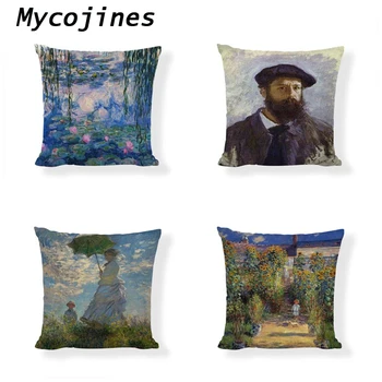 

Monet Sunrise Impression Cushion Cover Blue water lily Throw Pillowcase Decorative Art Exhibition Field Home Sofa Pillow Covers